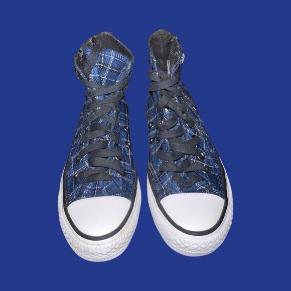Converse Women's Chuck Taylor All Star Dual Zip Plaid Blue Black White Size 5 - Picture 2 of 7
